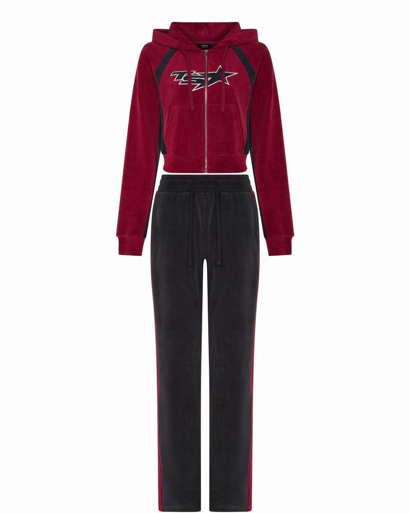 Burgundy Trapstar TS-Star Velour Track Women's Pants | KHJOCB-709