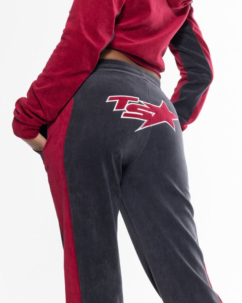 Burgundy Trapstar TS-Star Velour Track Women's Pants | KHJOCB-709