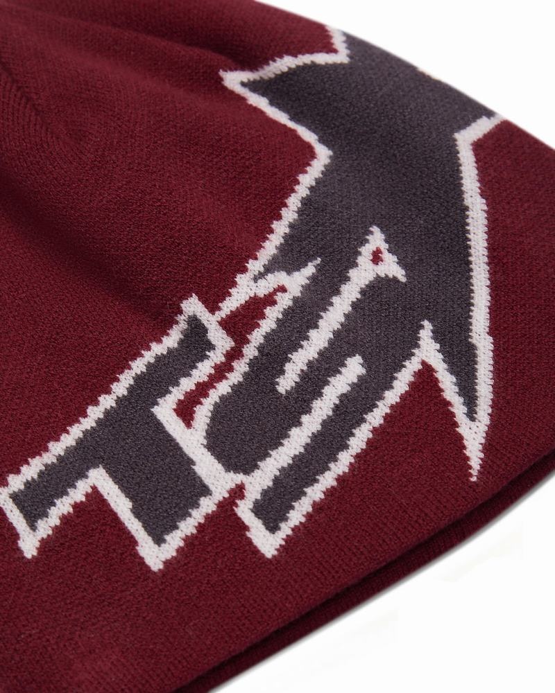 Burgundy Trapstar TS Star Men's Beanie | QZACUS-029