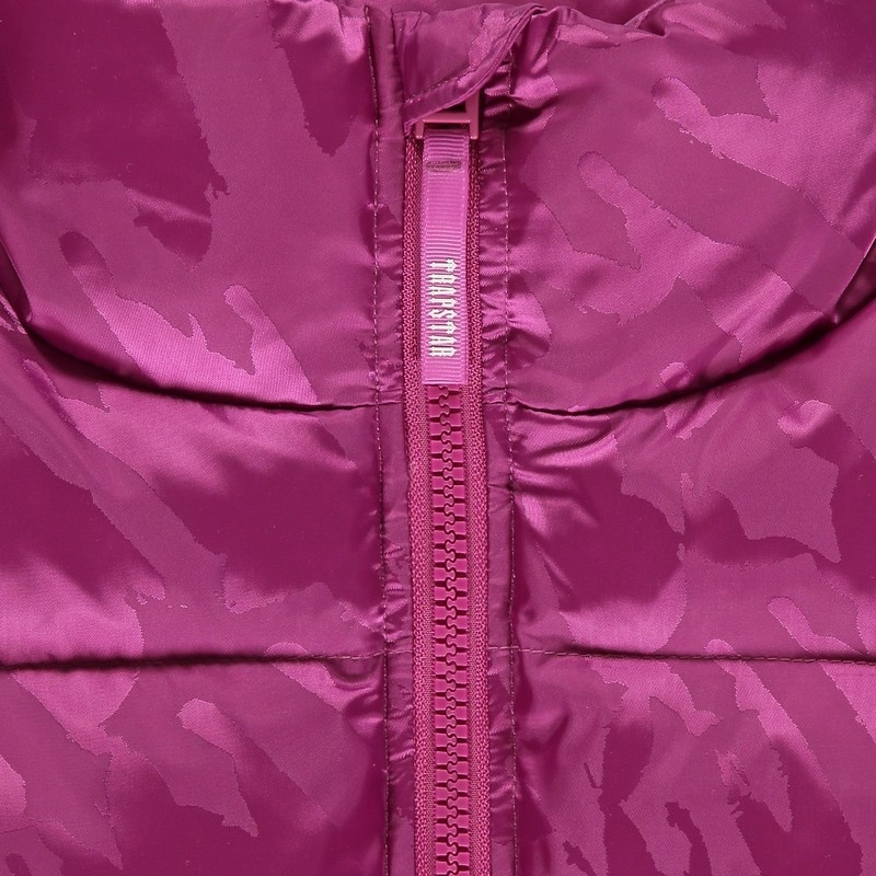 Fuchsia Pink Trapstar Cropped T Jacquard Puffer Women's Jackets | RDISOJ-894