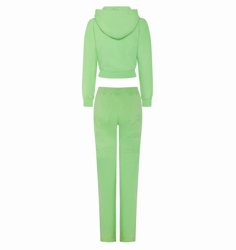 Green Trapstar Irongate Cropped Batwing Zip Hoodie Women's Tracksuits | IRDFOV-623