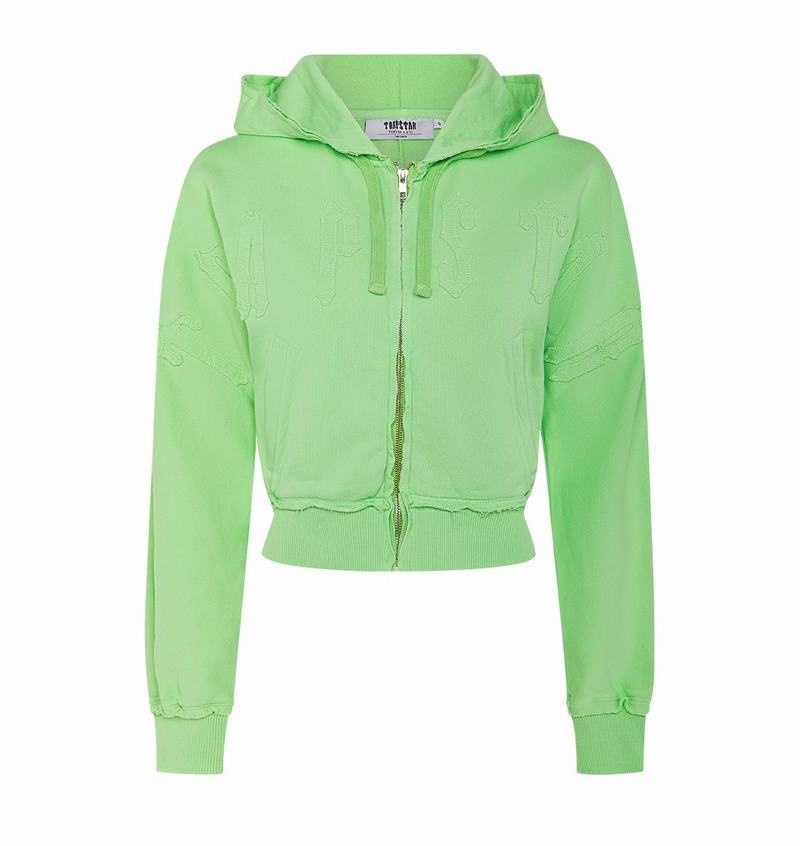 Green Trapstar Irongate Cropped Batwing Zip Hoodie Women\'s Tracksuits | IRDFOV-623