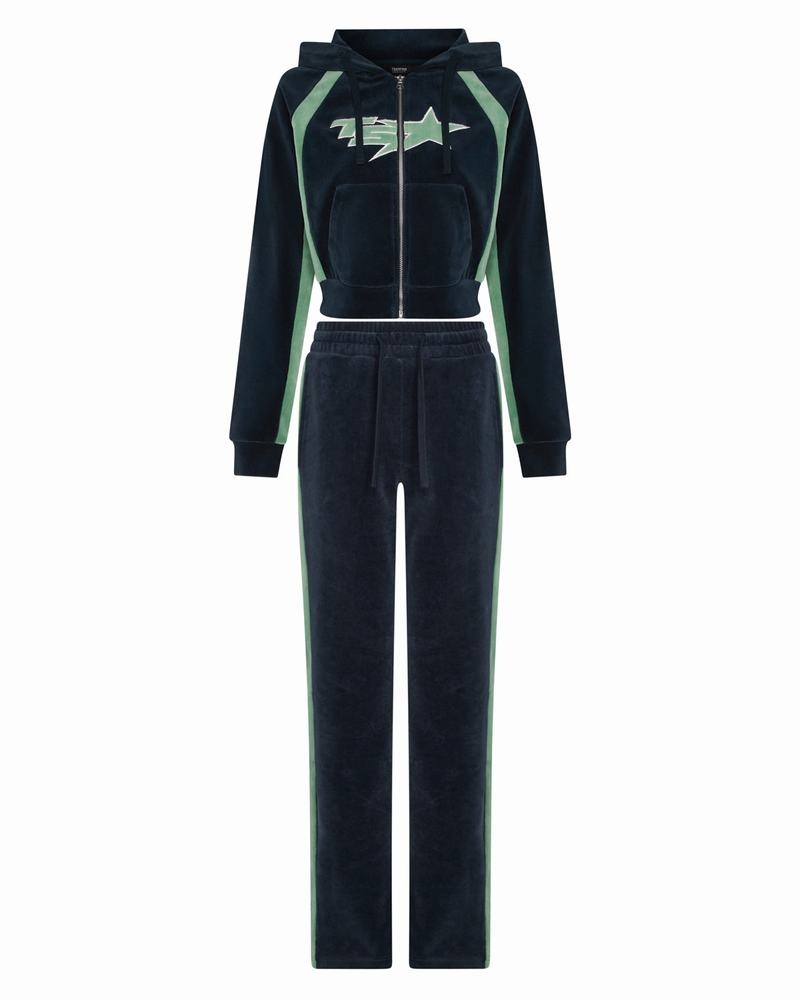 Green Trapstar TS-Star Velour Hoodie Women's Tracksuits | IZVKPM-976