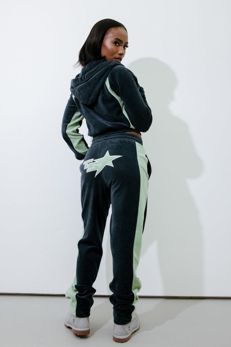 Green Trapstar TS-Star Velour Hoodie Women's Tracksuits | IZVKPM-976