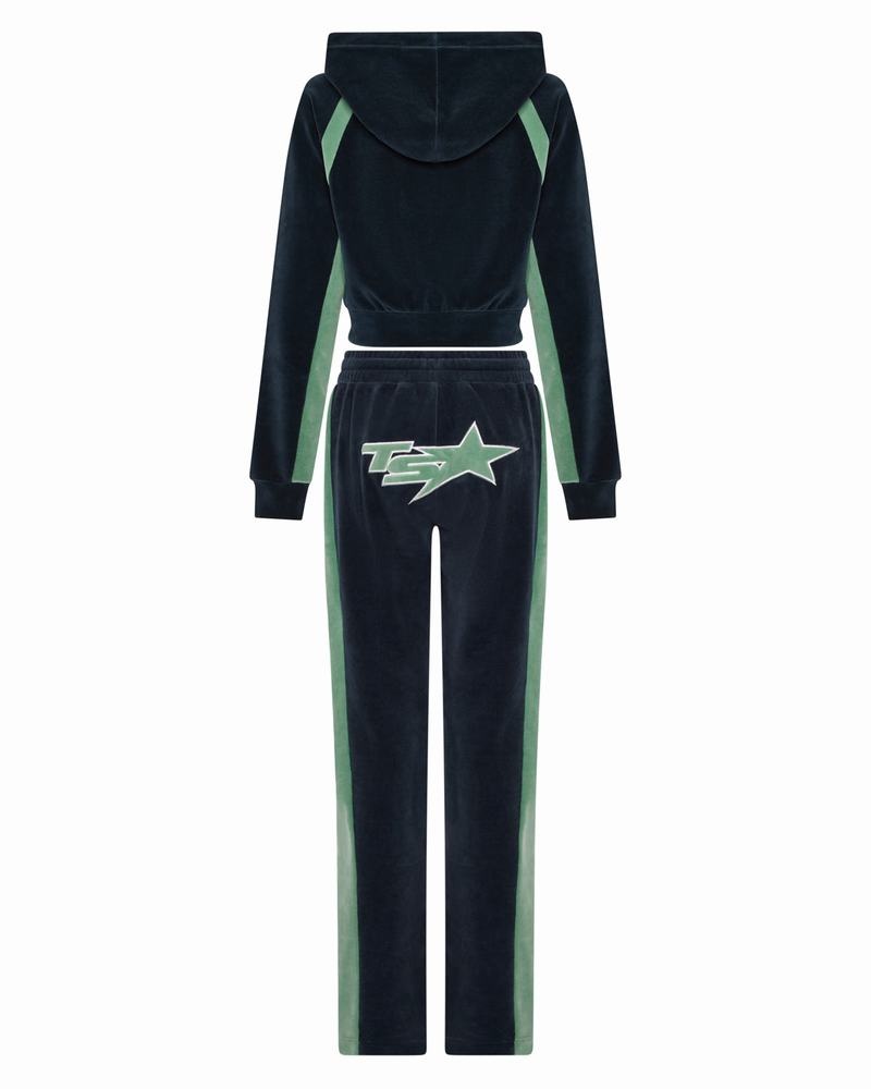 Green Trapstar TS-Star Velour Women's Pants | JXREIP-304