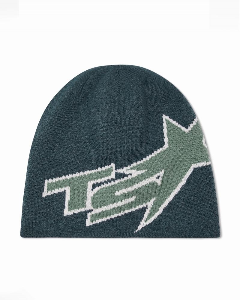 Green Trapstar TS Star Men\'s Beanie | WAMEKB-052