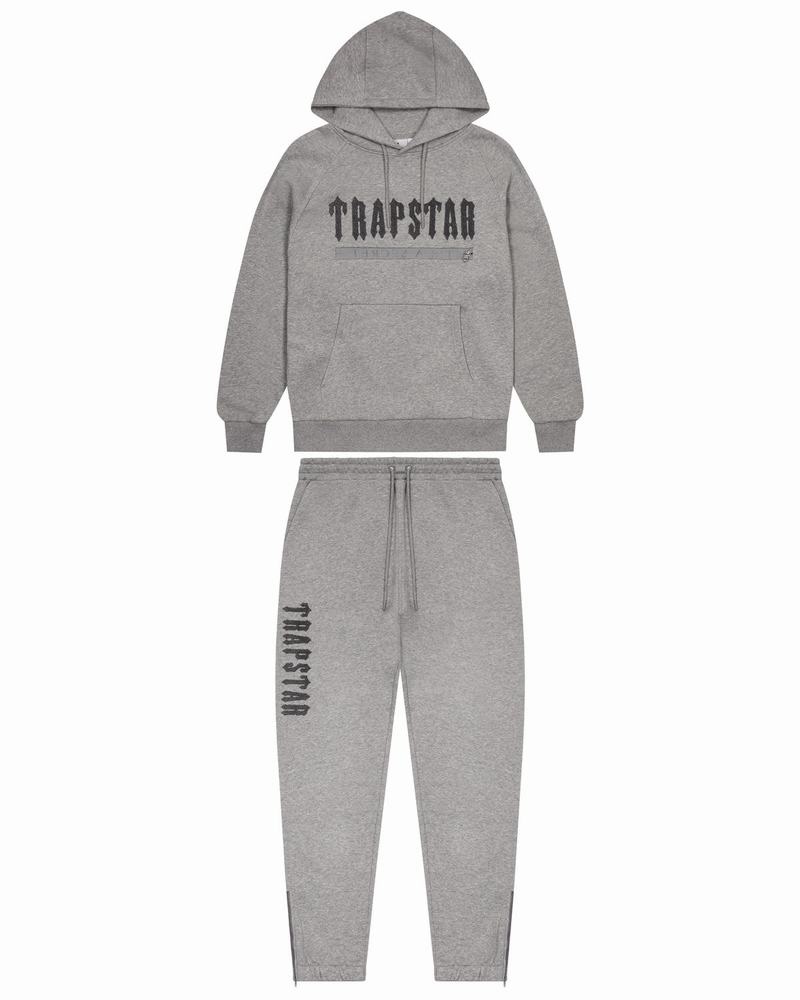 Grey Trapstar Decoded Chenille 2.0 Hoodie Men\'s Tracksuits | ONTPMZ-408