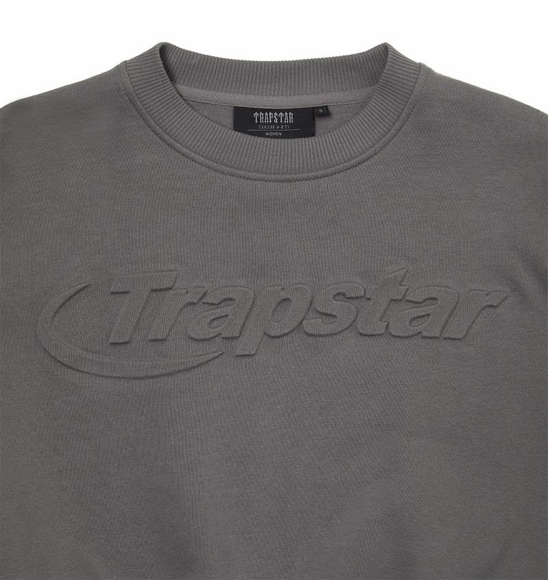 Grey Trapstar Hyperdrive Crewneck Women's Sweatshirt | VIZQKB-458