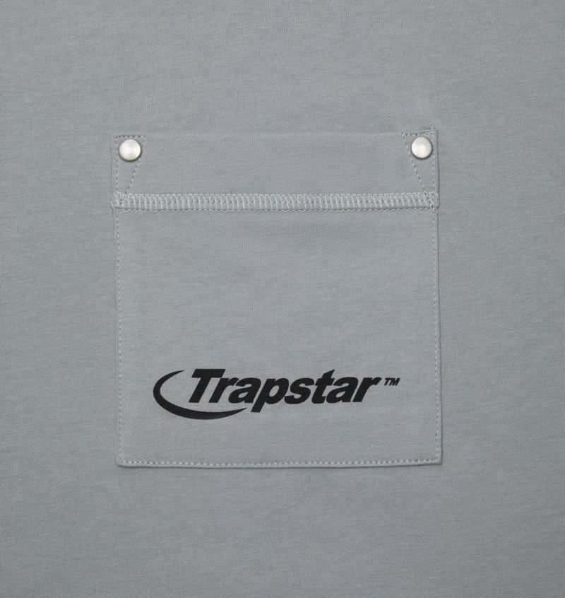 Grey Trapstar Hyperdrive Reinforced Rivet Men's T Shirts | FOJGCQ-841