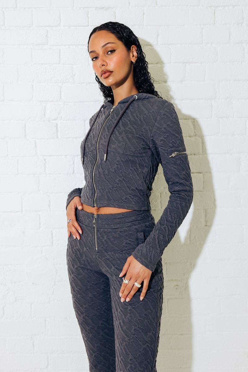 Grey Trapstar Jacquard Fitted Zip Hoodie Women's Tracksuits | XCTVGO-026