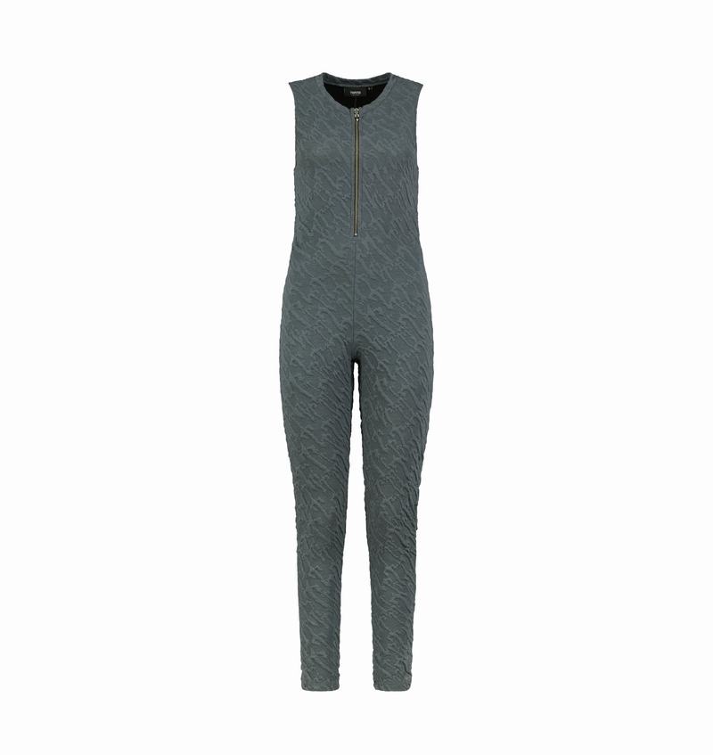 Grey Trapstar Jacquard Zip Front Catsuit Women\'s Bodysuit | DFAQSN-982