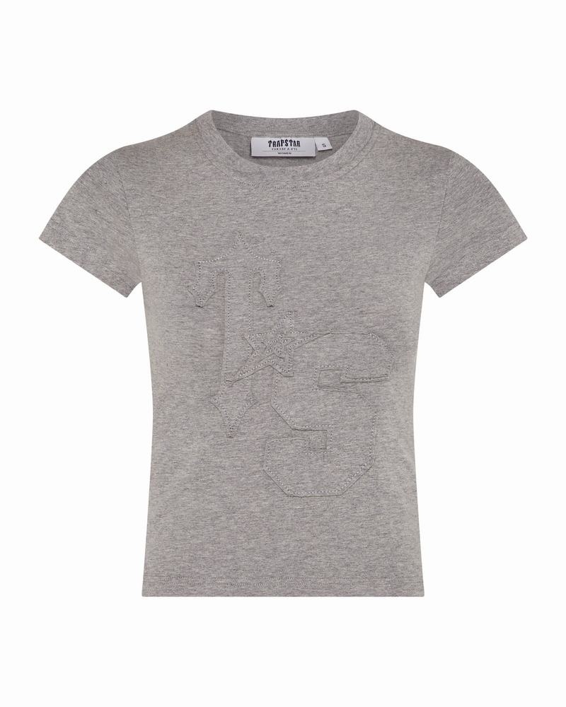 Grey Trapstar TS-Star Applique Baby Tee Women\'s T Shirts | UKMWFL-271