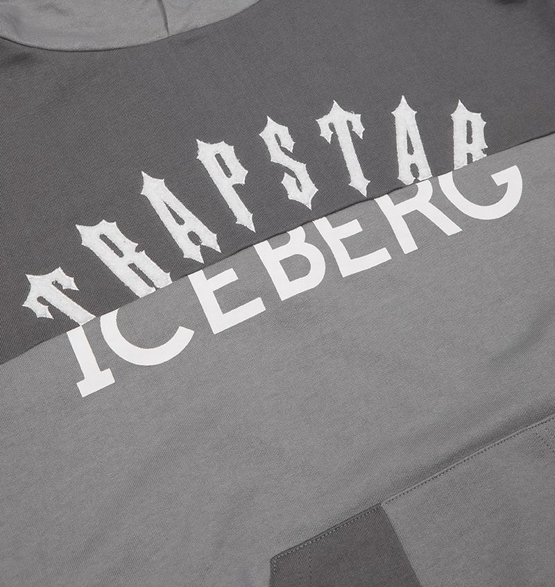 Grey Trapstar x Iceberg Deconstructed Two Logo Men's Hoodie | IOMYCT-531