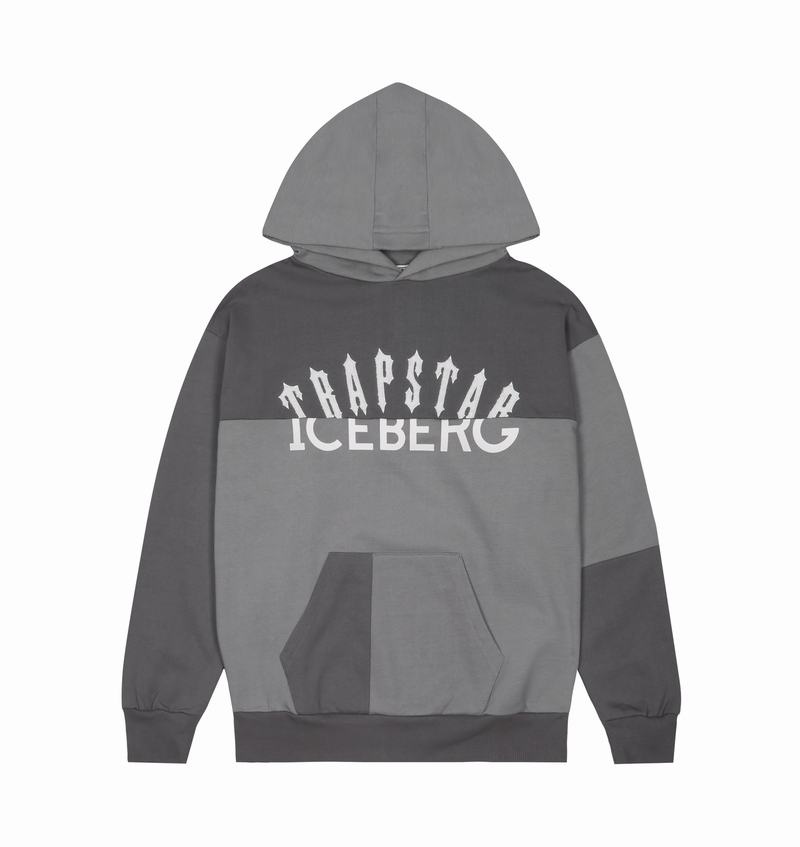 Grey Trapstar x Iceberg Deconstructed Two Logo Men\'s Hoodie | IOMYCT-531