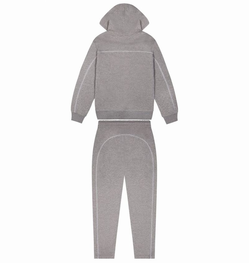 Grey / Blue Trapstar Irongate Chenille Arch Hooded Men's Tracksuits | JENWLC-467