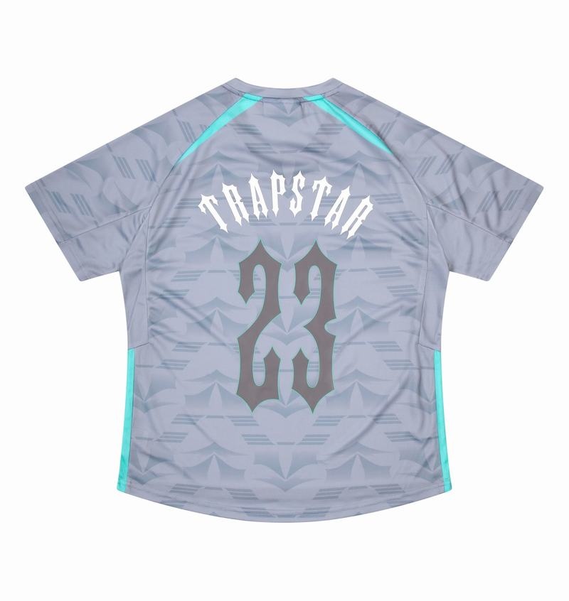 Grey / Blue Trapstar Irongate Football Jersey Men\'s T Shirts | UOIWZC-571