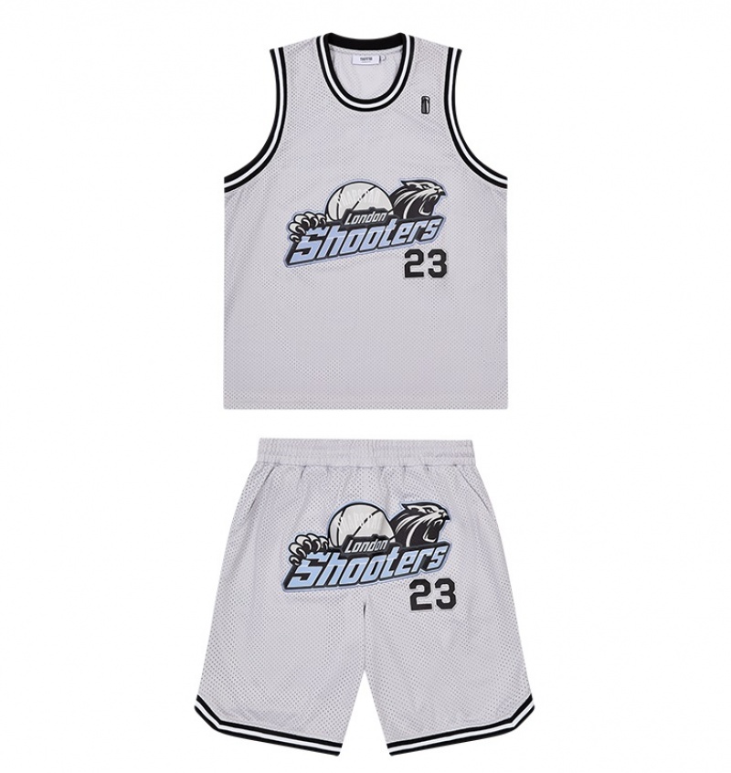 Grey / Blue Trapstar *PRE ORDER* Shooters SS23 Basketball Shorts Men's Sets | TWHOLG-874