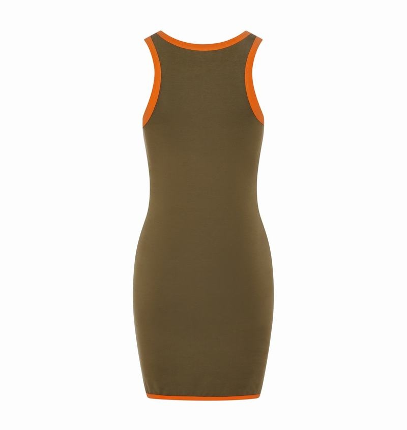 Khaki / Orange Trapstar Contrast Racer Women's Dress | MJUNEX-372