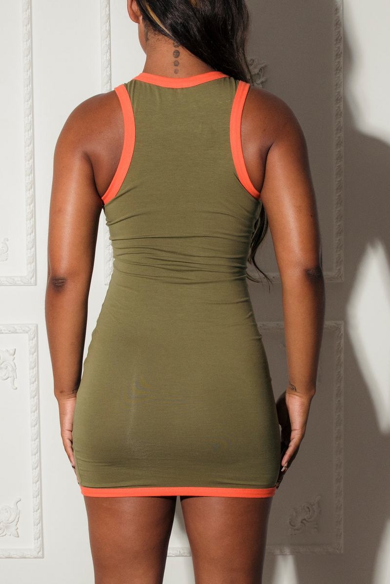 Khaki / Orange Trapstar Contrast Racer Women's Dress | MJUNEX-372