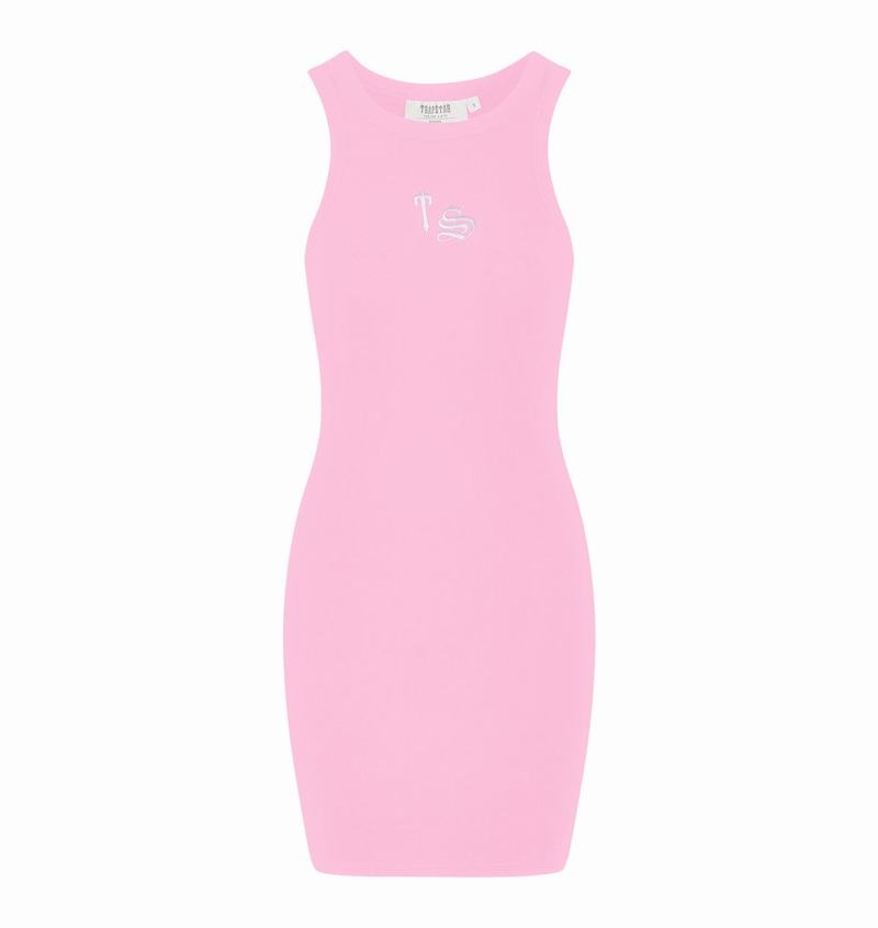 Pink Trapstar Script Racer Women\'s Dress | FWIGUE-329