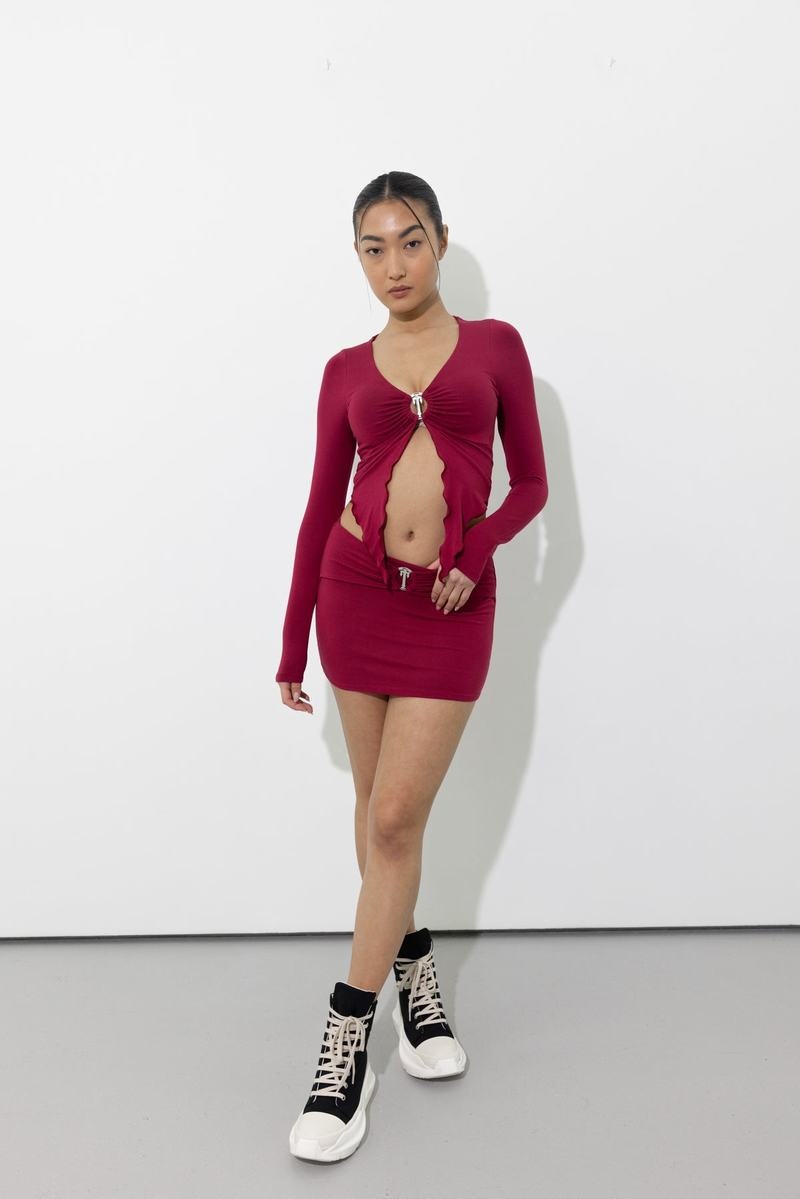 Red Trapstar Long Sleeve Wing Hem Bralette Women's Tops | MCNKHY-901