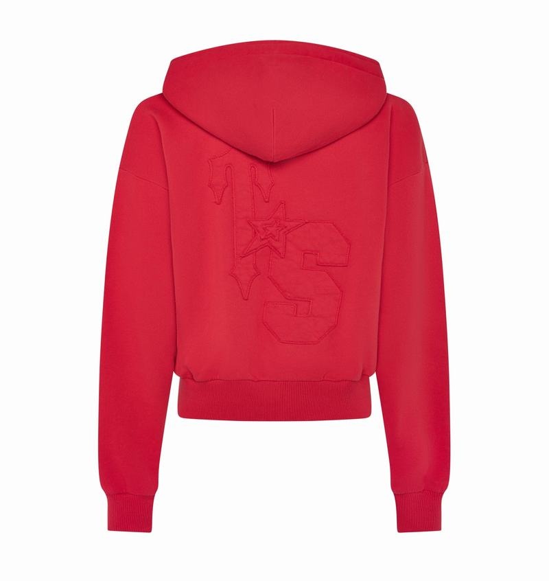 Red Trapstar TS-Star Zip Up Track Top Women's Hoodie | VDZMHF-583