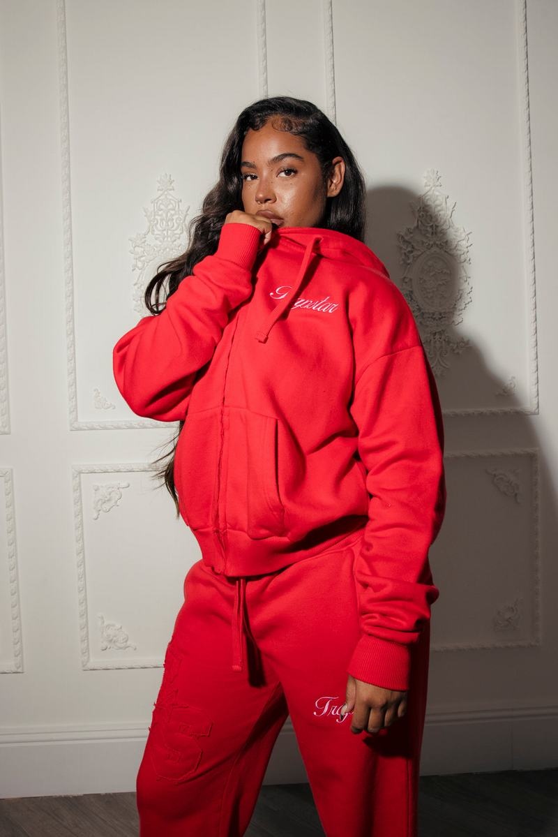 Red Trapstar TS-Star Zip Up Track Top Women's Hoodie | VDZMHF-583