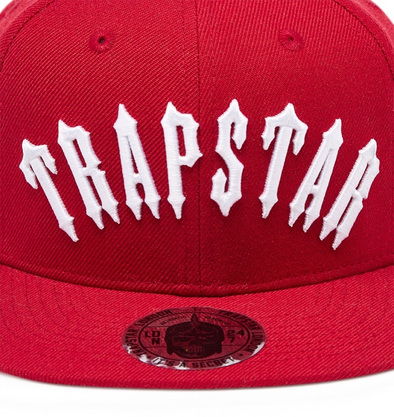 Red / White Trapstar Irongate Arch Snapback Men's Caps | UQYIDC-356