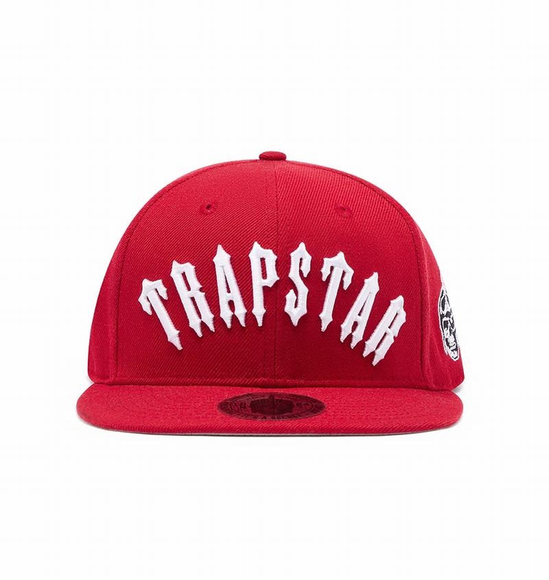 Red / White Trapstar Irongate Arch Snapback Men\'s Caps | UQYIDC-356