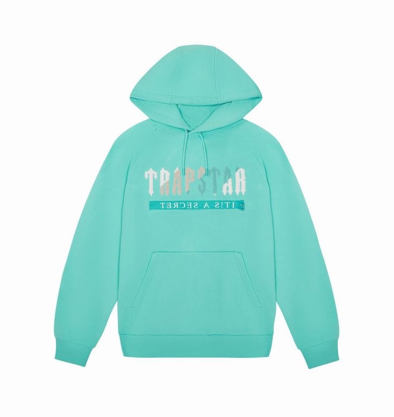 Turquoise Trapstar Chenille Decoded 2.0 Hoodie Men\'s Tracksuits | SCOKTD-351