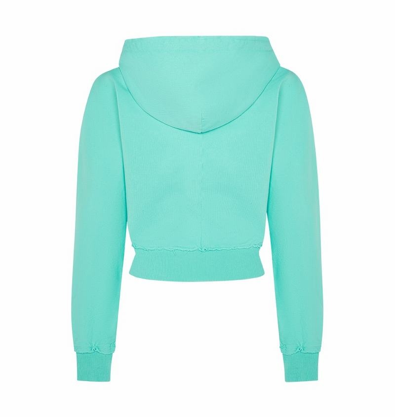 Turquoise Trapstar Irongate Cropped Batwing Zip Hoodie Women's Tracksuits | VQXIZU-375