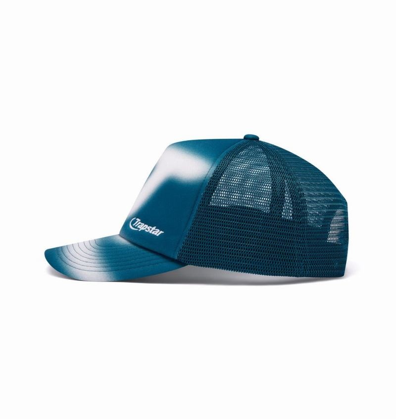 Turquoise / White Trapstar Hyperdrive Blur Trucker Men's Caps | NOXHFY-754