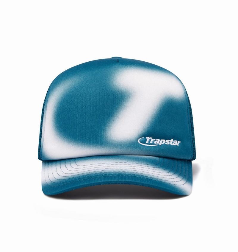 Turquoise / White Trapstar Hyperdrive Blur Trucker Men\'s Caps | NOXHFY-754