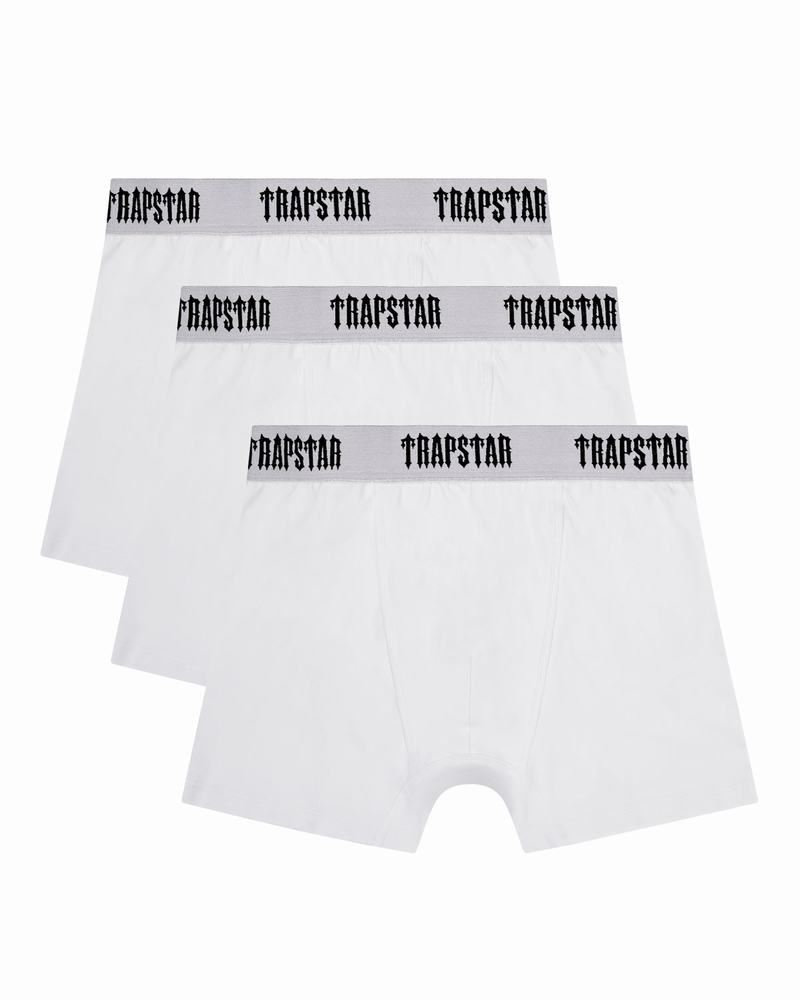 White Trapstar 3 Pack Boxer Short Men\'s Underwear | OTDHVZ-352