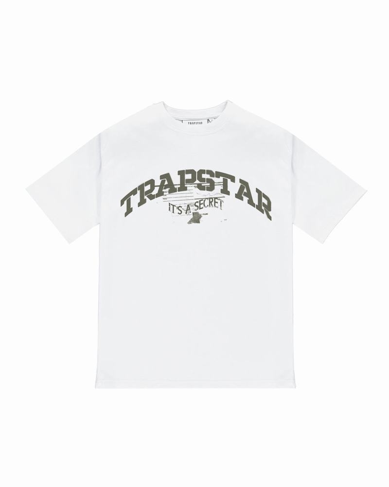 White Trapstar Battalion Men\'s T Shirts | PYOFDN-537