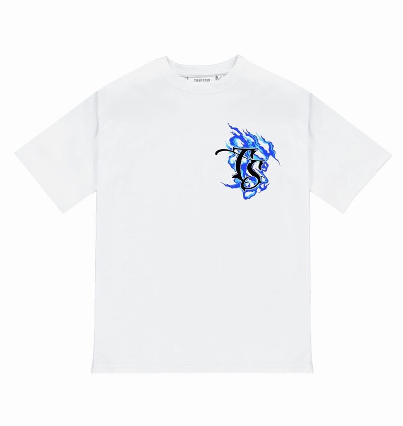 White Trapstar Chrome Flame SS23 Tee Men's T Shirts | TWUYFD-169