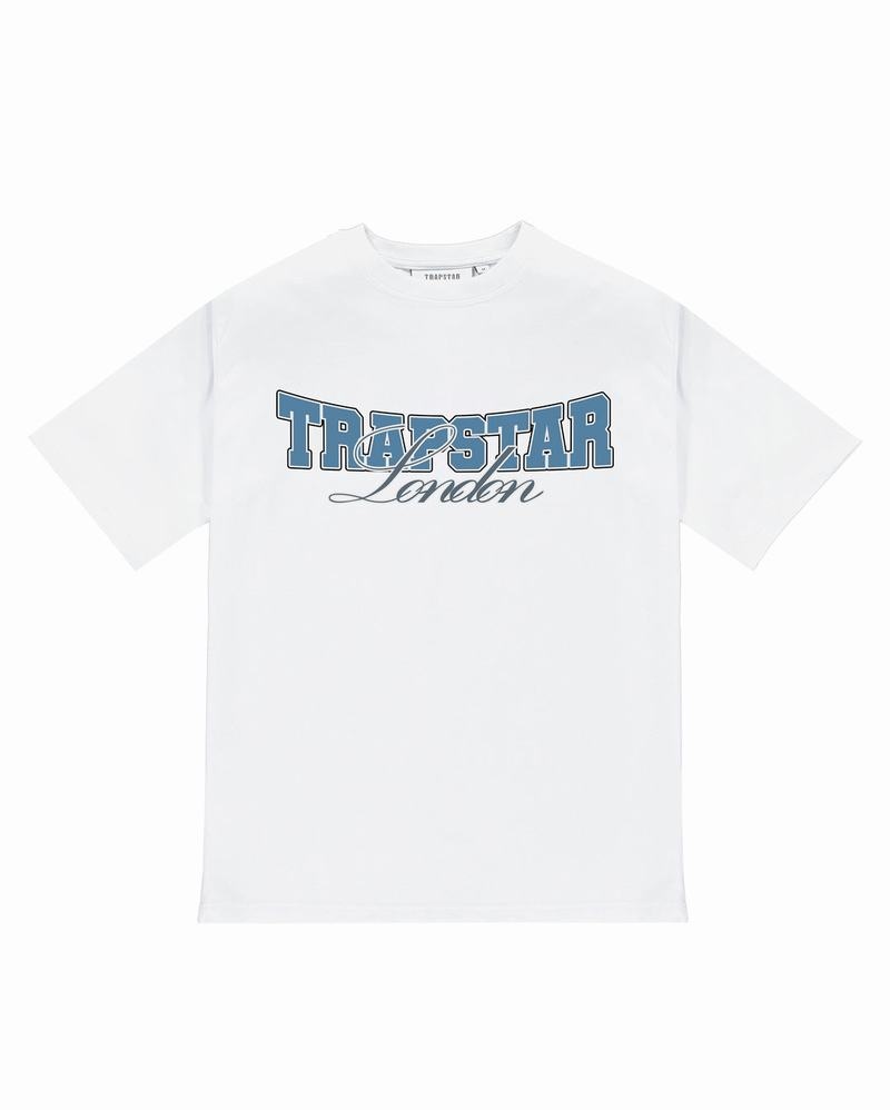 White Trapstar Drop Out Tee Men\'s T Shirts | PQYAEL-830