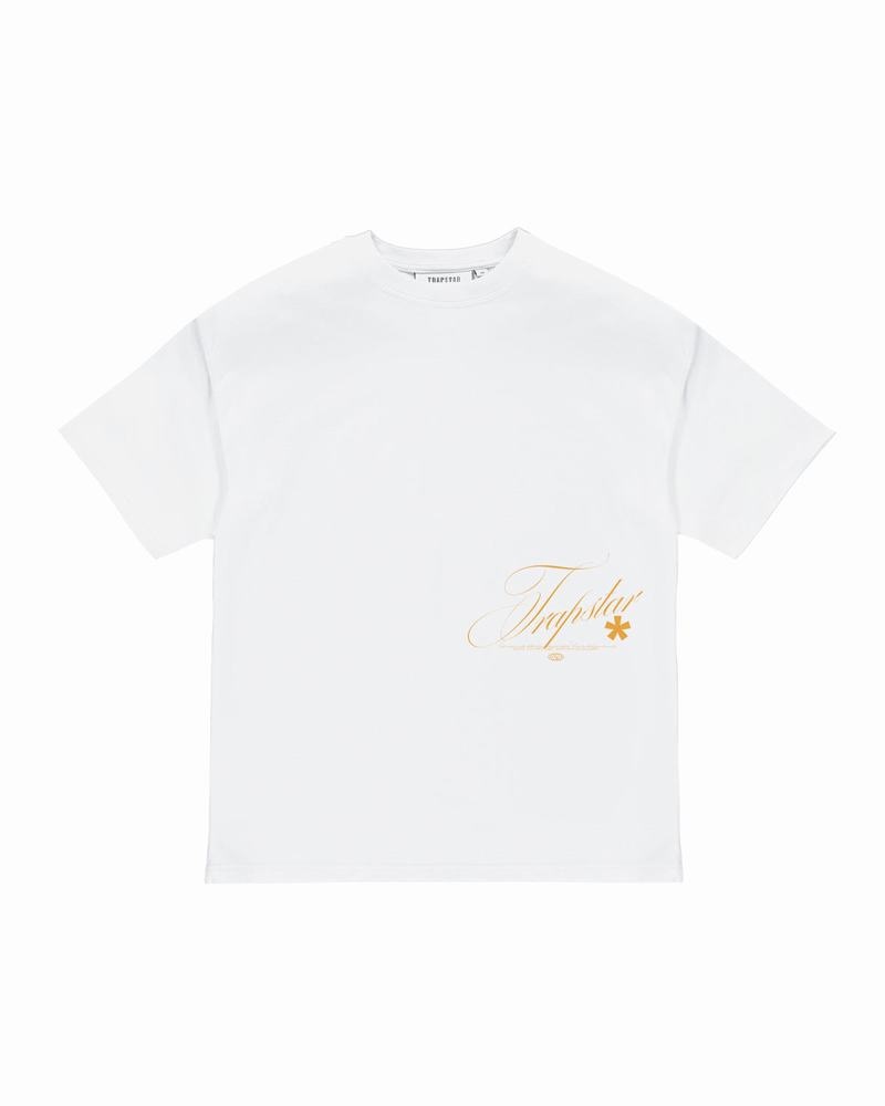 White Trapstar Flying Birds Tee Men's T Shirts | YOWUVE-280