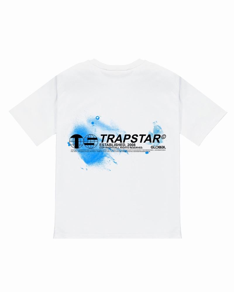 White Trapstar Global Distribution Tee Men\'s T Shirts | AROVWB-518