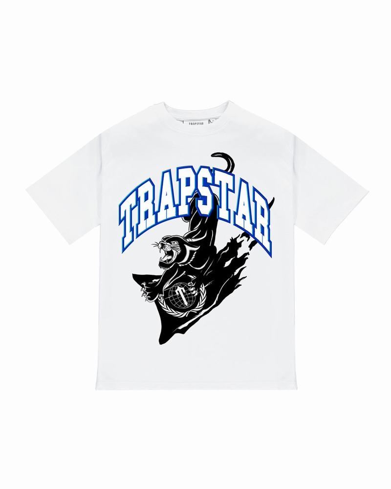 White Trapstar Global Takeover Tee Men\'s T Shirts | PYUAQB-863