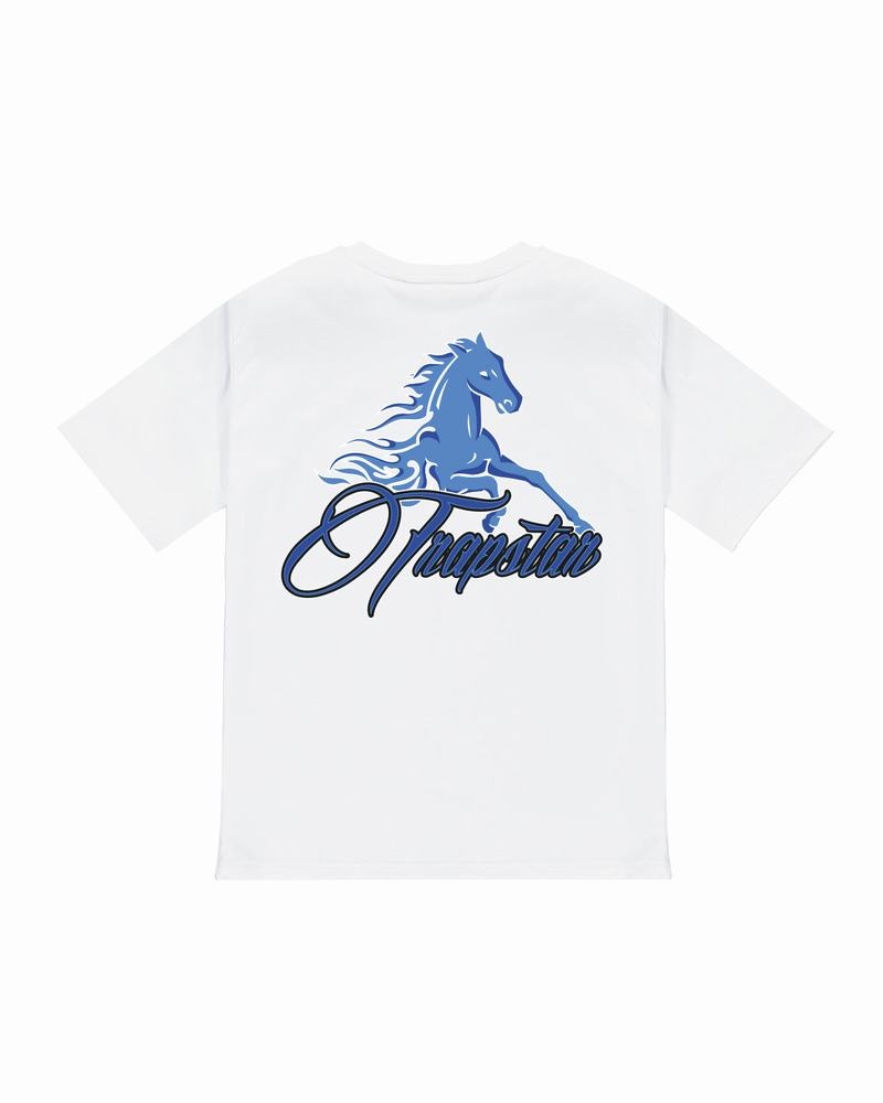 White Trapstar Horse Power 2.0 Tee Men\'s T Shirts | THCOIR-256