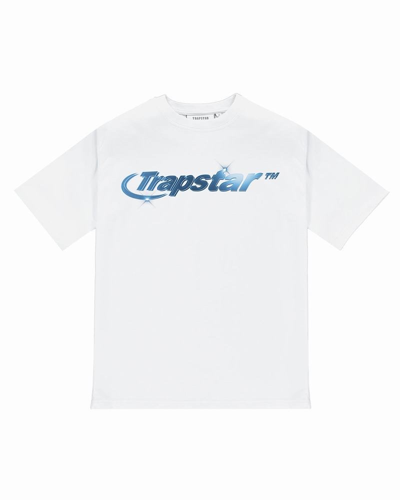 White Trapstar Hyperdrive High Density Tee Men's T Shirts | SAQEDB-684