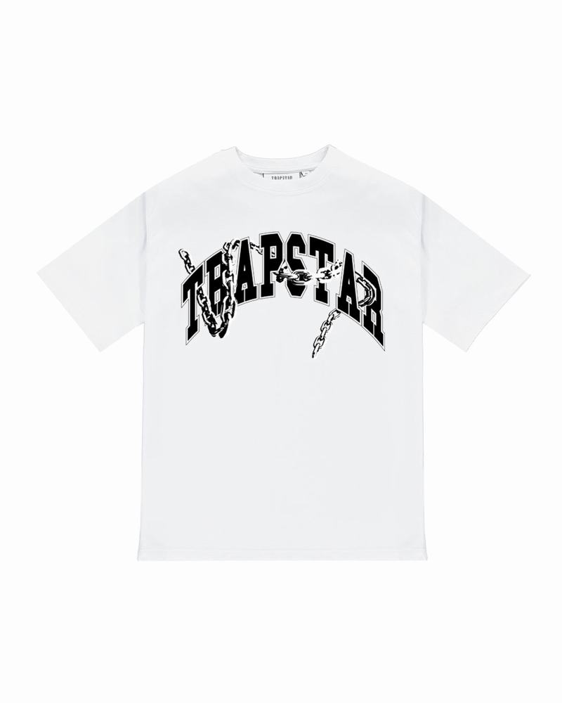 White Trapstar Links Tee Men\'s T Shirts | KEHCRT-608