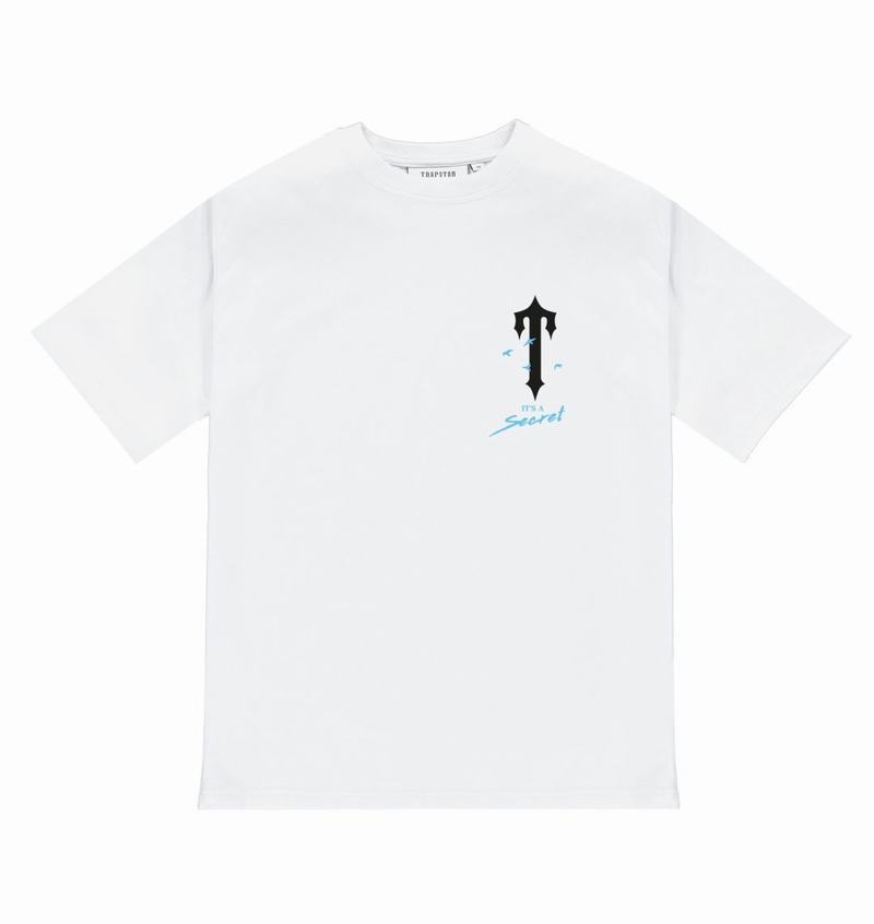 White Trapstar Paradise It’s A Secret Tee Men's T Shirts | ZXMIRP-613