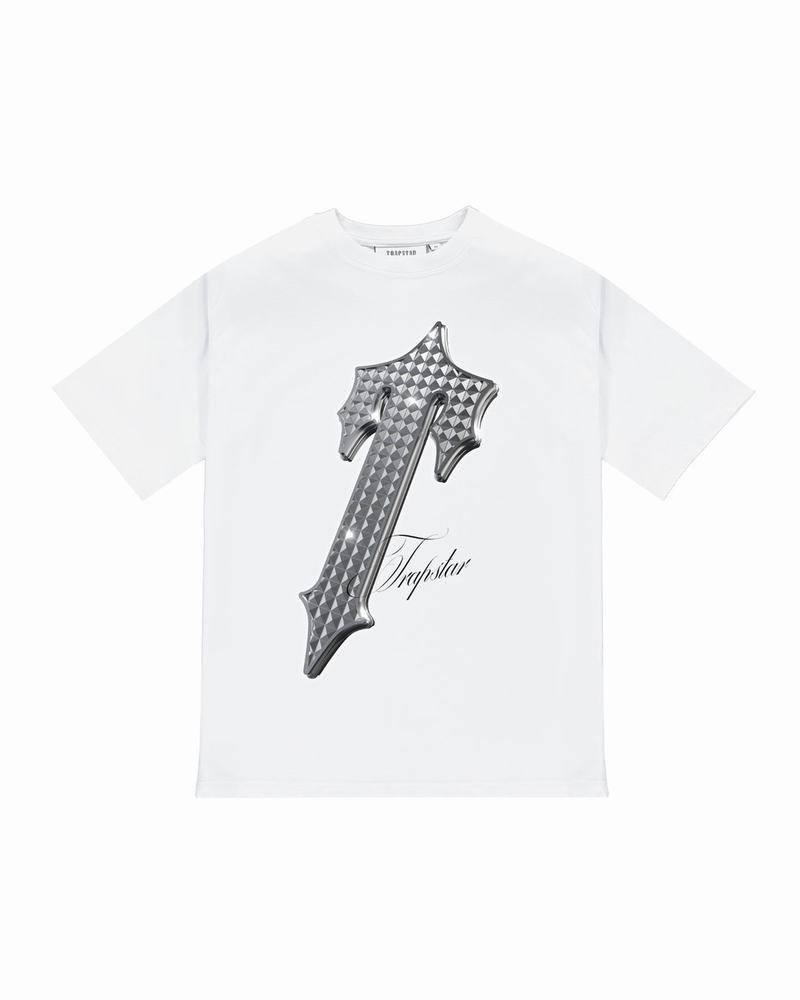 White Trapstar Platinum Irongate T Tee Men\'s T Shirts | SFCPLT-581