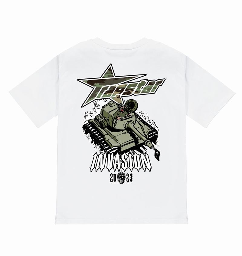 White Trapstar Trap Invasion Tee Men\'s T Shirts | MITFAW-413