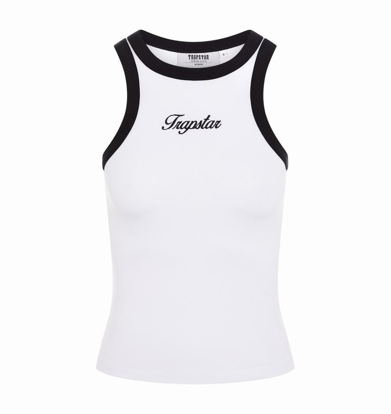 White / Black Trapstar Racer Vest Women\'s Tops | PXVSZU-596