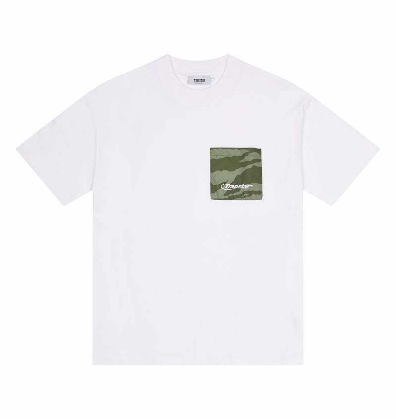 White / Camo Trapstar Hyperdrive Pocket Tee Men\'s T Shirts | LWSTBK-352